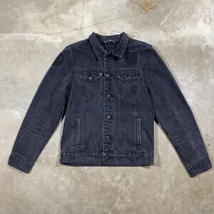 Profound Aesthetic Black Denim Jacket S Quilted Faux Leather